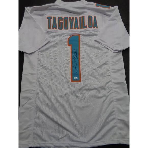 Tua Tagovailoa Miami Dolphins Autographed Custom Football Jersey GA coa - Picture 1 of 3